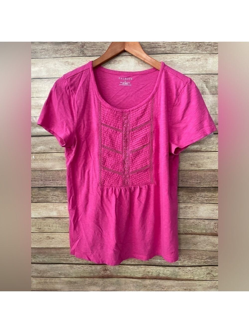 Talbots Women’s Shirt Blouse Pink Ladder Detail Shirt Size: Medium